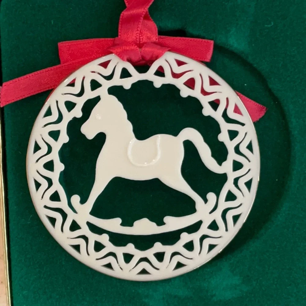 Lenox Rocking Horse 24K Gold Yuletide Christmas Ornament 24 Karat 1985 Vintage